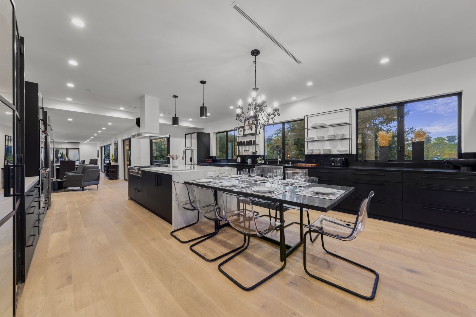 European white oak hardwood floors in an open-concept Los Angeles kitchen and dining room by My Flooring Guy