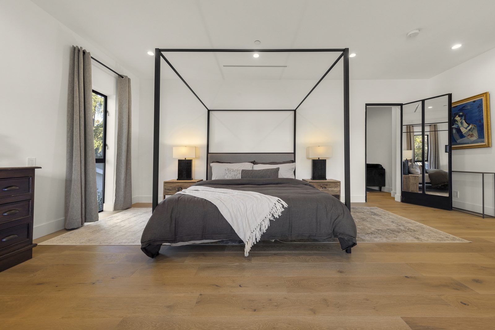 Wide-plank European white oak hardwood floor installation in a Los Angeles master bedroom by My Flooring Guy